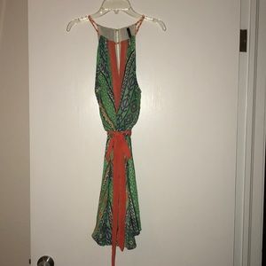 Zinga Green and Orange Mini Dress